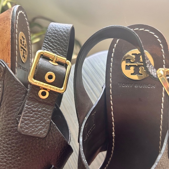Tory Burch Brown Leather Platform Sandals/Heels - Picture 5 of 10